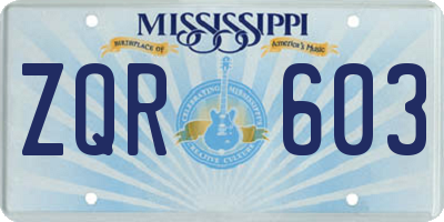 MS license plate ZQR603