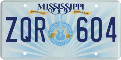 MS license plate ZQR604
