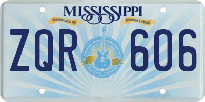 MS license plate ZQR606