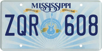 MS license plate ZQR608