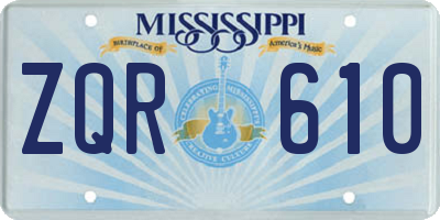 MS license plate ZQR610