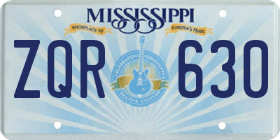 MS license plate ZQR630