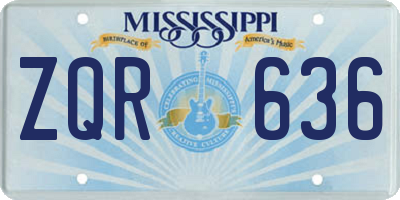 MS license plate ZQR636