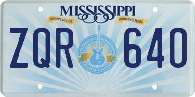 MS license plate ZQR640