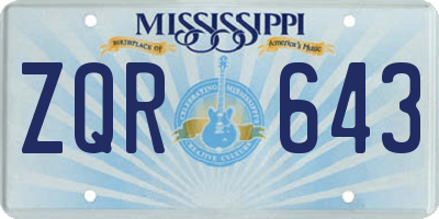 MS license plate ZQR643