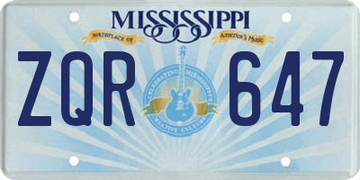 MS license plate ZQR647