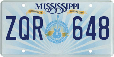MS license plate ZQR648