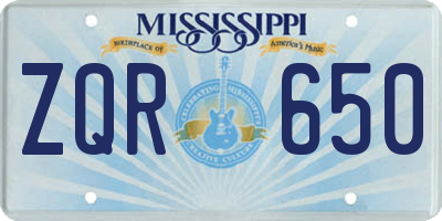 MS license plate ZQR650