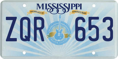 MS license plate ZQR653