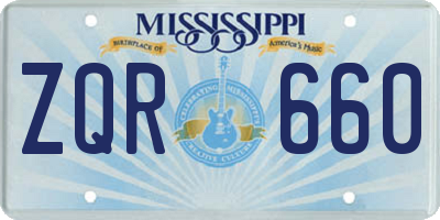 MS license plate ZQR660
