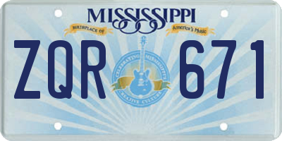 MS license plate ZQR671