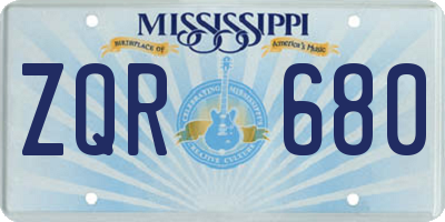 MS license plate ZQR680