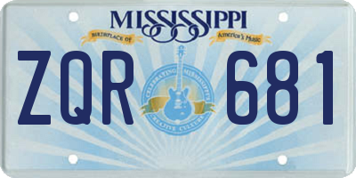 MS license plate ZQR681