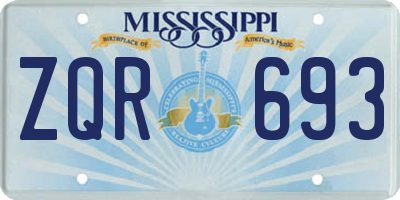MS license plate ZQR693