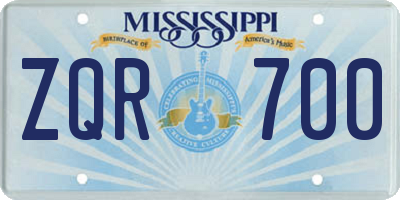 MS license plate ZQR700