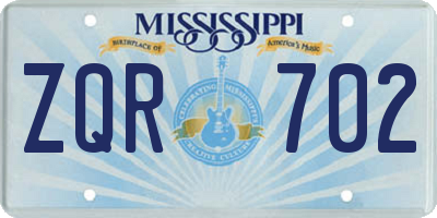 MS license plate ZQR702