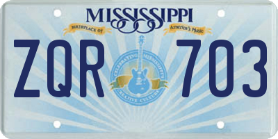 MS license plate ZQR703