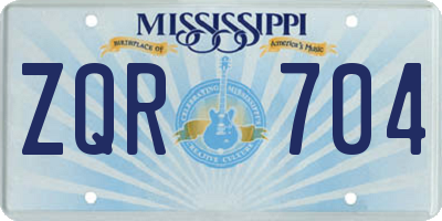 MS license plate ZQR704