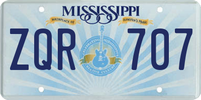MS license plate ZQR707