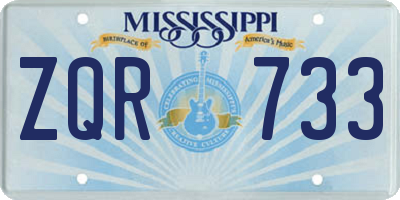 MS license plate ZQR733