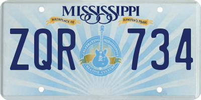 MS license plate ZQR734