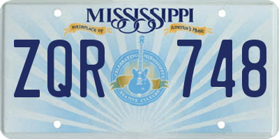 MS license plate ZQR748