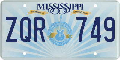MS license plate ZQR749