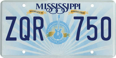 MS license plate ZQR750