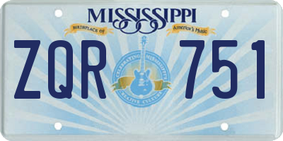 MS license plate ZQR751