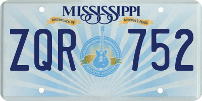 MS license plate ZQR752
