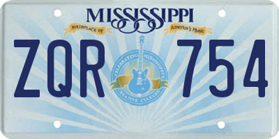 MS license plate ZQR754