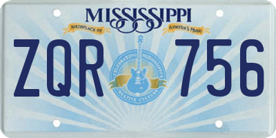 MS license plate ZQR756