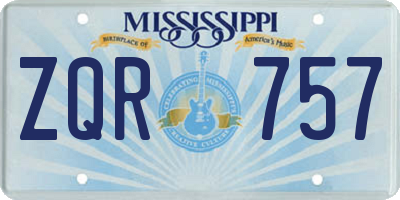 MS license plate ZQR757