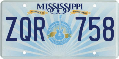 MS license plate ZQR758