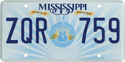 MS license plate ZQR759