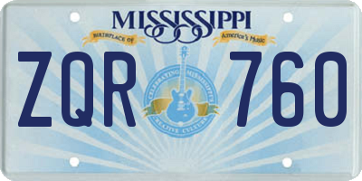 MS license plate ZQR760