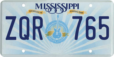 MS license plate ZQR765
