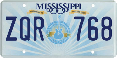 MS license plate ZQR768