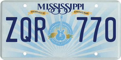 MS license plate ZQR770