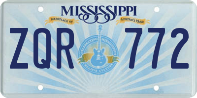 MS license plate ZQR772