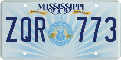 MS license plate ZQR773