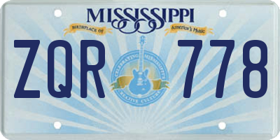 MS license plate ZQR778