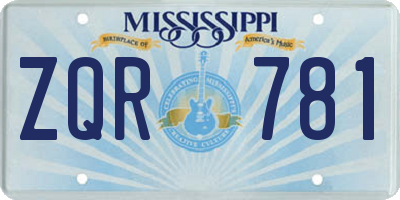 MS license plate ZQR781
