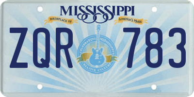 MS license plate ZQR783