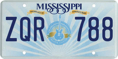 MS license plate ZQR788