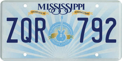 MS license plate ZQR792