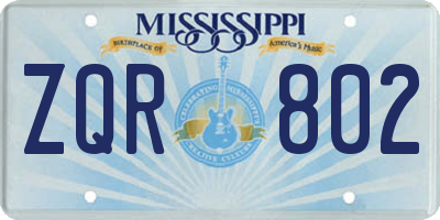 MS license plate ZQR802