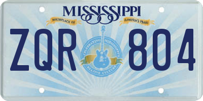 MS license plate ZQR804