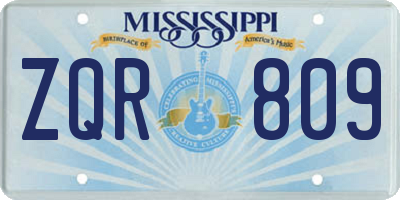 MS license plate ZQR809