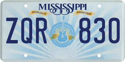 MS license plate ZQR830